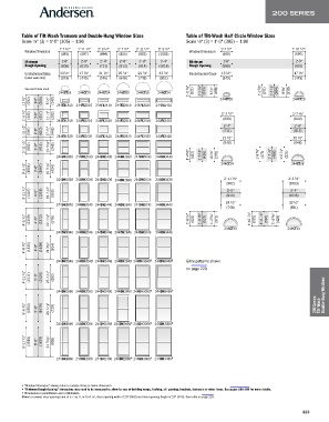 Andersen 100 Series Single Hung Size Chart